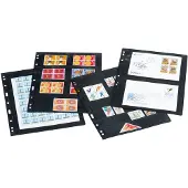 Leuchtturm Insteekbladen, Zwart 2-zijdig gebruik - 3 vakken horizontaal, Optima - type 3.S - 4 Rings - Vak afm: 180x77 mm.