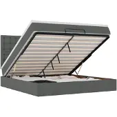 vidaXL Ottoman bed met matras 160x200cm stof donkergrijs