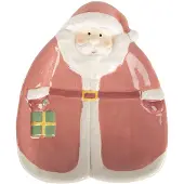 Clayre & Eef Ontbijtbord Kerstman 20x16x4 cm Roze Keramiek