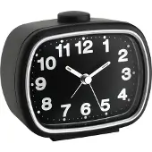 TFA-Dostmann 60.1017 - Wekker - Analoog - Quartz - Alarm - Snooze - Fluorescerende wijzers - Achtergrondverlichting - Zwart - Wit