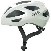 ABUS Rennfietshelm Macator - sportieve fietshelm voor beginners - ook geschikt voor mensen met een vlecht - voor dames en heren - wit, glanzend, maat L (58-62 cm)