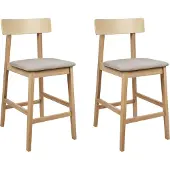 Beliani ISANTI - Barkruk set van 2 - Lichtbruin/Taupe - Rubberhout