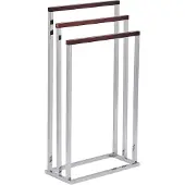 Beliani Handdoekhouders + handdoekhaken, Handdoekenrek zilver / donkerbruin 45 x 84 cm 3 armen CHARRAS