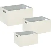 Beliani LARSA - Opbergdozen set van 3 - Beige - Kunstleer