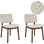 Beliani BLANE - Eetkamerstoel set van 2 - Donkerbruin/Beige - Rubberhout