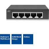 ACT AC4415 Stille 5-Poorts Gigabit Ethernet Switch | Zwart