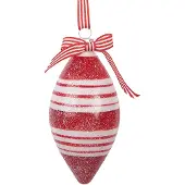 Clayre & Eef Kerstbal Overig Ø 6x12 cm Rood Wit Glas Kerstballen