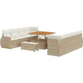 vidaXL Tuinbank Set 11 st Beige poly rattan