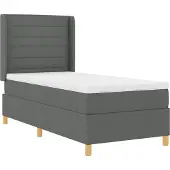 vidaXL Boxspring bed met LED-stripverlichting Grijs 100 x 200 cm Stof