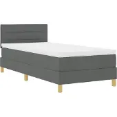 vidaXL LED Box Spring Bed met kussen Donkergrijs 80 x 200 cm Stof