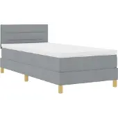 vidaXL LED Box Spring Bed met hoofdeinde Lichtgrijs 80 x 200 cm Stof