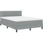 vidaXL Boxspringbed met LED-verlichting, lichtgrijs, 160 x 200 cm, gestoffeerd