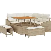 vidaXL Tuinbank Set 8 st 7-Aantal zitplaatsen Beige Poly rattan