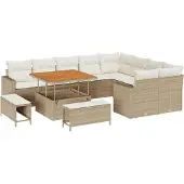 vidaXL Tuinbank Set 13 st 12-Aantal zitplaatsen Beige en Crème