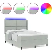 vidaXL Boxspring bed met hoofdeinde Lichtgrijs 140 x 200 cm Fluweel