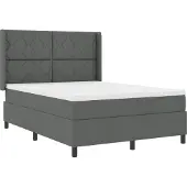 vidaXL LED boxspringbed met hoofdeinde, donkergrijs, 140 x 200 cm, gestoffeerd