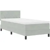vidaXL LED Box Spring Bed Lichtgrijs 90 x 200 cm Fluweel