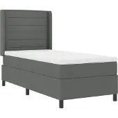 vidaXL LED boxspringbed met matras, donkergrijs, 100 x 200 cm, gestoffeerd