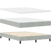 vidaXL LED Box Spring Bed Lichtgrijs 140 x 200 cm Fluweel