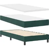 vidaXL LED boxspringbed met hoofdeinde, donkergroen, 90 x 190 cm, fluweel