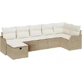 vidaXL Tuinbank Set 7 st Poly rattan