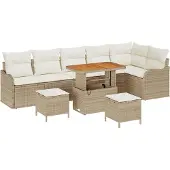 vidaXL Tuinbank Set 9 st 8-Aantal zitplaatsen Beige en Crème