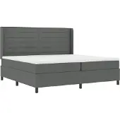 vidaXL LED boxspringbed met matras, donkergrijs, 200 x 200 cm, gestoffeerd