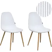 Beliani HILDEN - Eetkamerstoel set van 2 - Wit - Corduroy