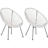 Beliani ACAPULCO II - Tuinstoel set van 2 - Wit - PE rotan