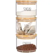 Sass & Belle Voorraadpotten Tea/Coffee/Sugar van Glas en Bamboe