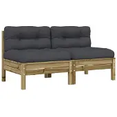 vidaXL - Tuinbanken - 2 - st - zonder - armleuningen - met - kussens - hout