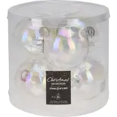 Home & Styling kerstbal glas iriserend 80mm set van 6 decoratie.
