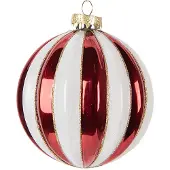 Clayre & Eef Kerstbal Overig Ø 10x11 cm Rood Wit Glas Kerstballen
