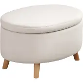 HOMCOM opbergpoef ovaal - Zitbank met opbergruimte, Voethocker - Beige