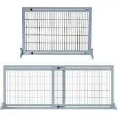 PawHut - Houten Hondenhek - Uitschuifbaar - Vrijstaand - Grijsblauw