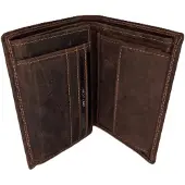 Oi Hunter bruine leren heren portemonnee hoog model / platte billfold voor veel pasjes / hoge dunne beurs met pasjes verticaal / anti skim / bruin leer / 600