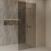 Best design Dalis inloopdouche 90cm geborsteld messing met mokka glas