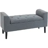 HOMCOM -Sitzbank-Polyester, Gummiholz-116B x 44T x 58H cm-Hellgrau+Schwarz