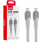 Amio USB-C naar USB-C 60W oplaadkabel, 200 cm, voor gegevensoverdracht, model X111, -04292