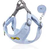 Topmast Soft pluche Hondentuigje + looplijn - Comfort - Lichtblauw - L