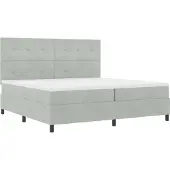 vidaXL LED boxspringbed met hoofdeinde, lichtgrijs, 200 x 200 cm, fluweel