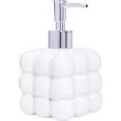 QUVIO Zeepdispenser vrijstaand met bolletjes patroon – Keramiek – Wit – 350ML