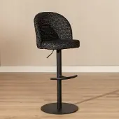 Livin24 Barkruk Odin gemêleerde stof zwart 63-83 cm