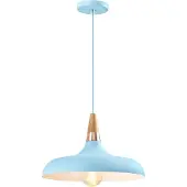 QUVIO Hanglamp Scandinavisch - Simplistisch laag design - Houten kop - D 30 cm - Blauw