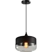 QUVIO Hanglamp retro - Brede kap van metaal en glas - Diameter 25 cm