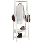 SoBuy FRG59-W Kledingrek - Wit Houten Kapstok voor Entree