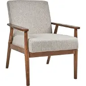Beliani ESRUM - Fauteuil - Grijs - Polyester/Rubberhout