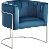 Beliani LARVIK - Fauteuil - Blauw - Fluweel