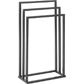Beliani Handdoekhouders + handdoekhaken, Handdoekenrek zwart / donker hout schaduw 45 x 84 cm 3 armen CHARRAS