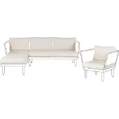 Beliani CREMONA - Tuinkussen hoezen set - Gebroken wit - Polyester